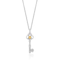 Enchanted Disney Fine Jewelry Sterling Silver with Citrine Belle Key Pendant Necklace