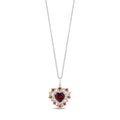 Enchanted Disney Fine Jewelry 14K Rose Gold over Sterling Silver with 1/10 CTTW Diamonds and Red Garnet, Disney's Snow White Pendant Necklace