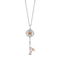 Enchanted Disney Fine Jewelry 14K Rose Gold Over Sterling Silver with 1/20 CTTW Diamonds and Rhodolite Garnet Mulan Key Pendant Necklace