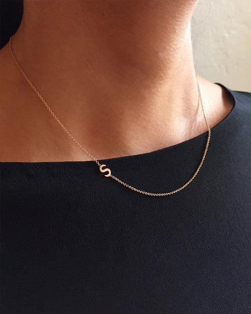 14K Gold Asymmetrical Initial Necklace