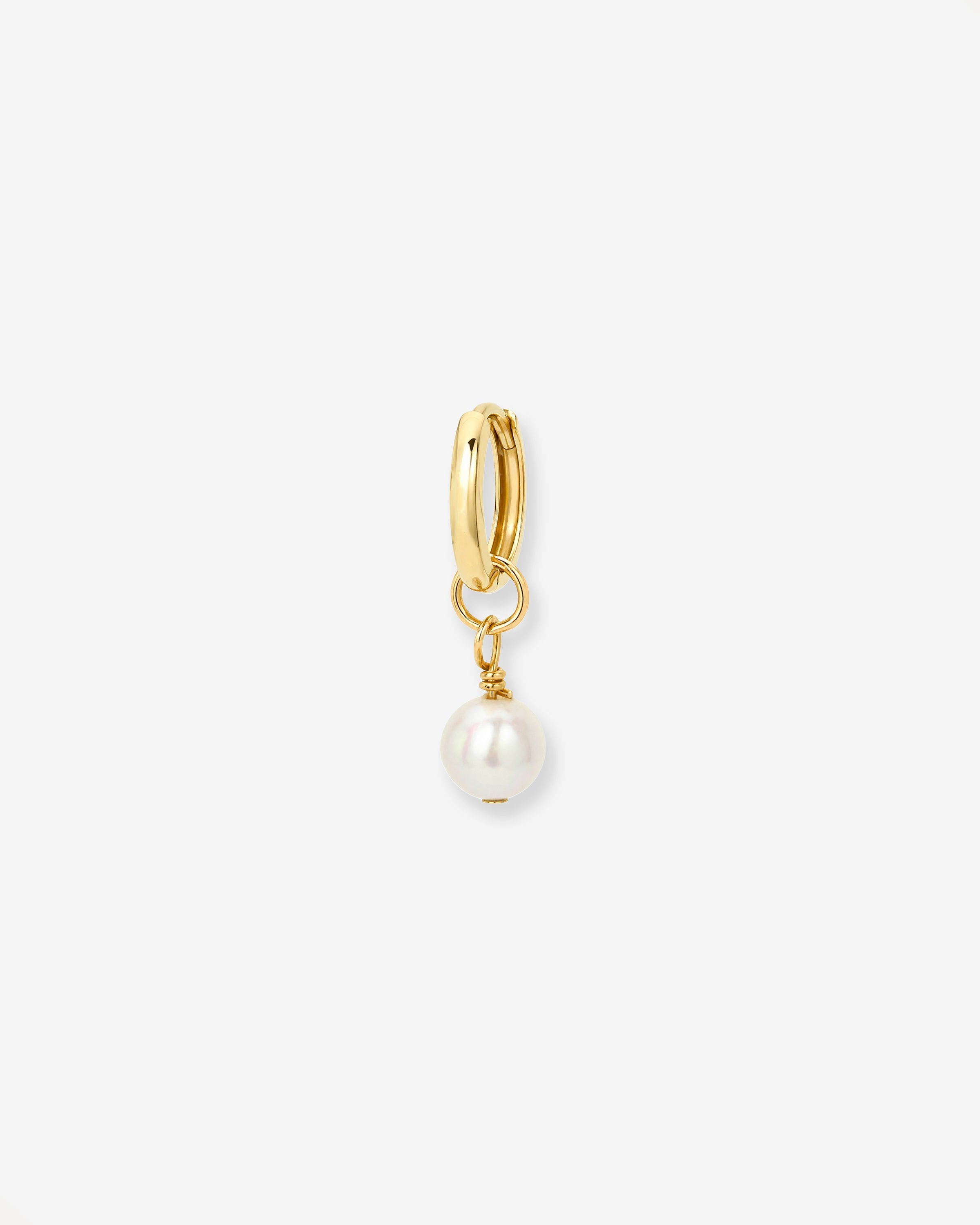 14k Gold Pearl Huggie Charm