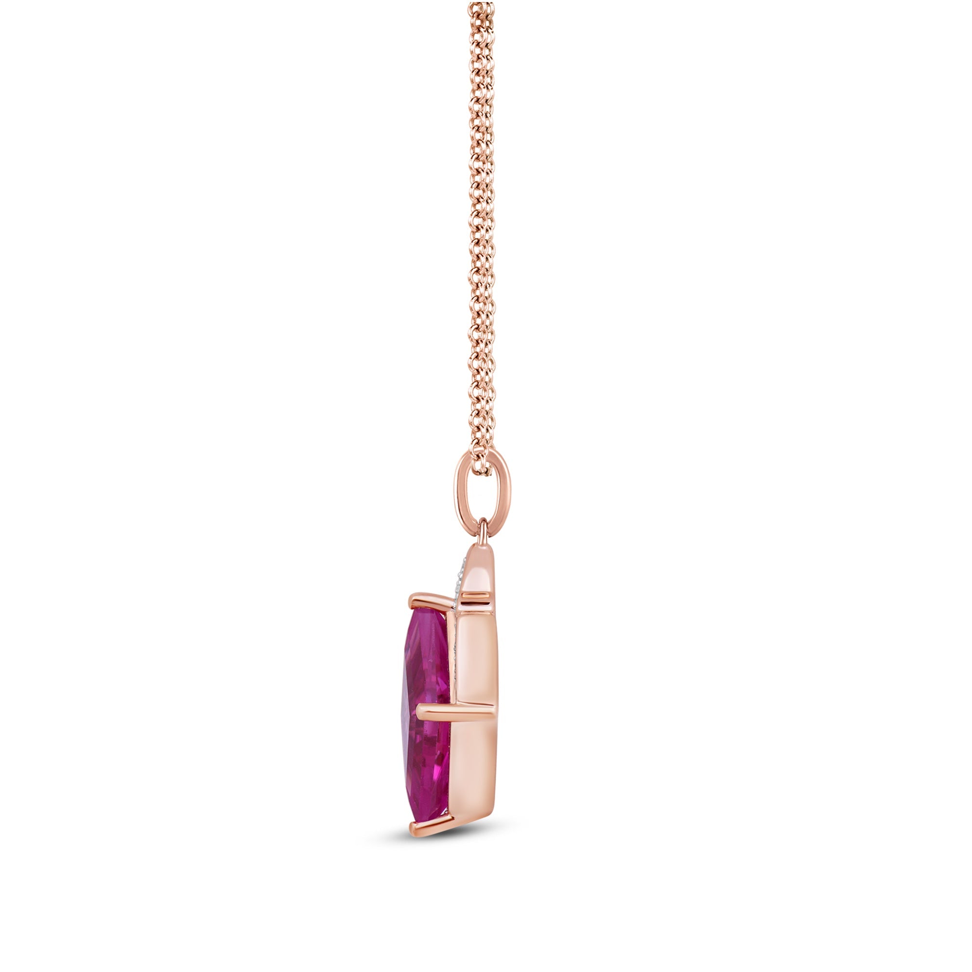 Enchanted Disney Fine Jewelry 14K Rose Gold Over Sterling Silver with Accent Diamonds and Lab Grown Pink Sapphire Aurora Necklace