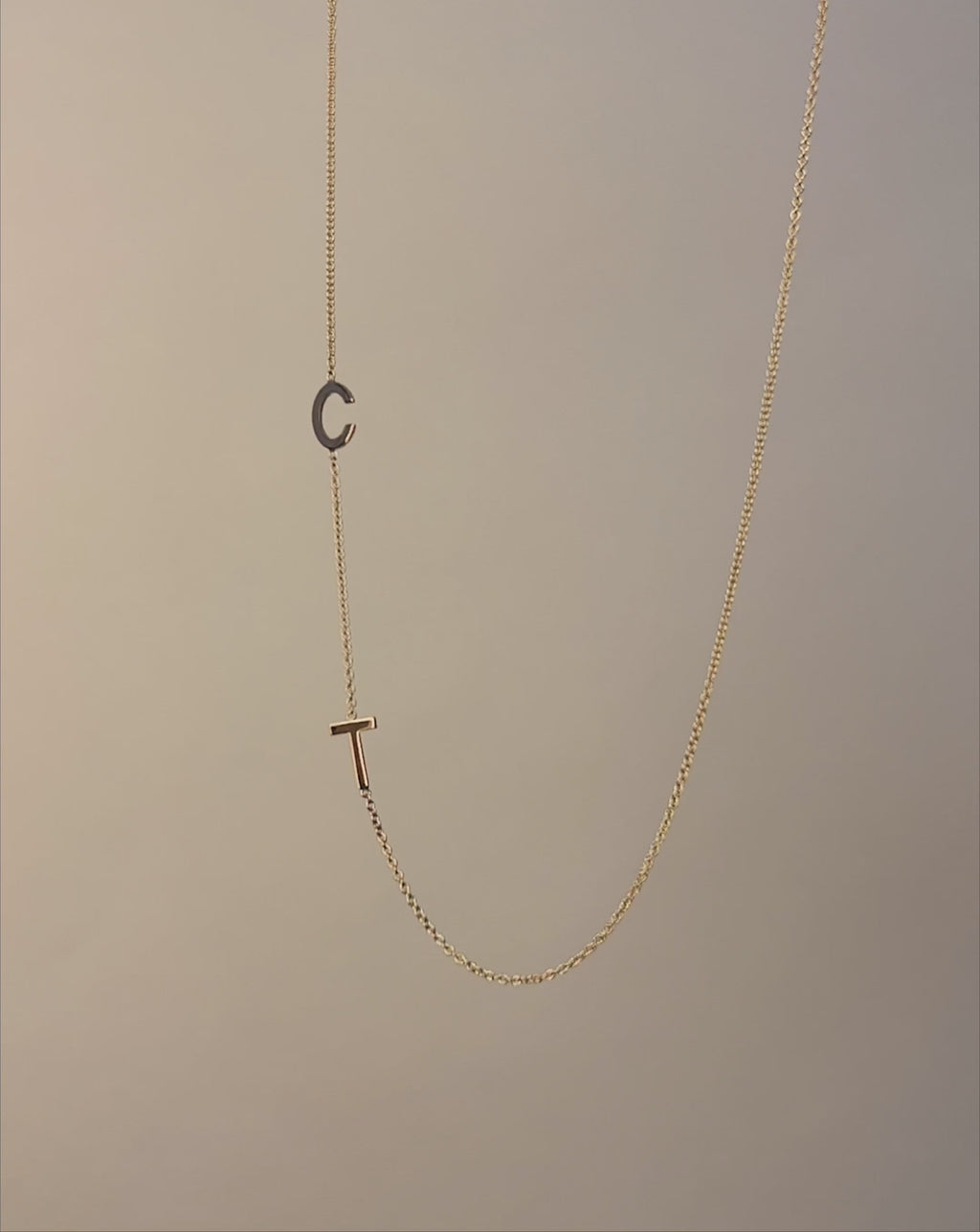14k Gold Asymmetrical Multiple Initials Necklace
