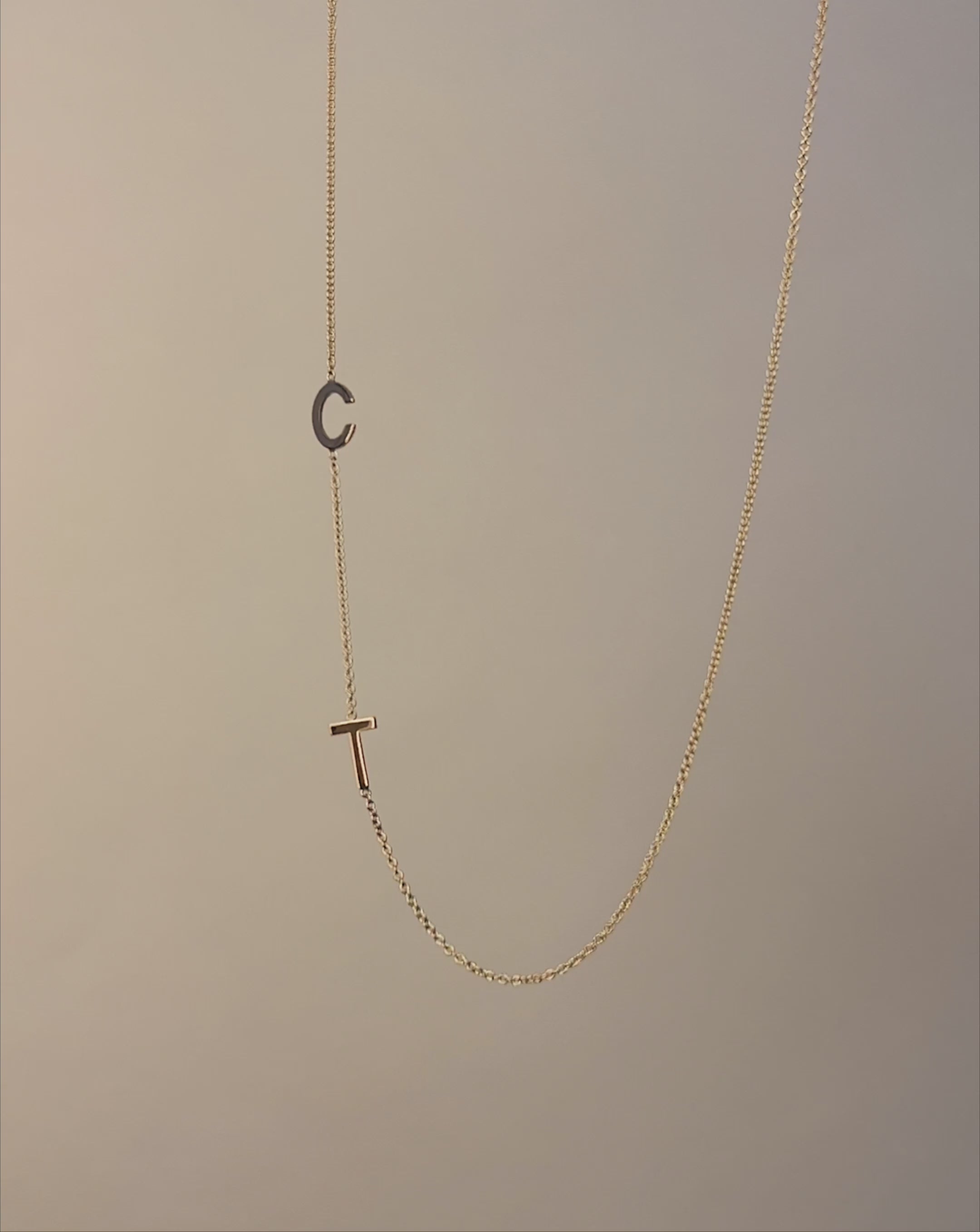 14k Gold Asymmetrical Multiple Initials Necklace