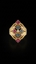Cascade Ring with Sapphire Inlay