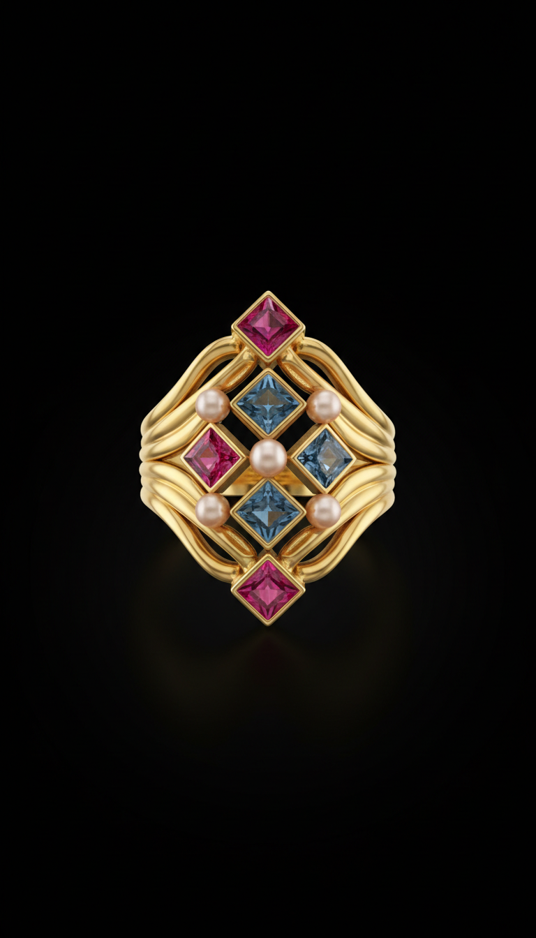 Cascade Ring with Sapphire Inlay