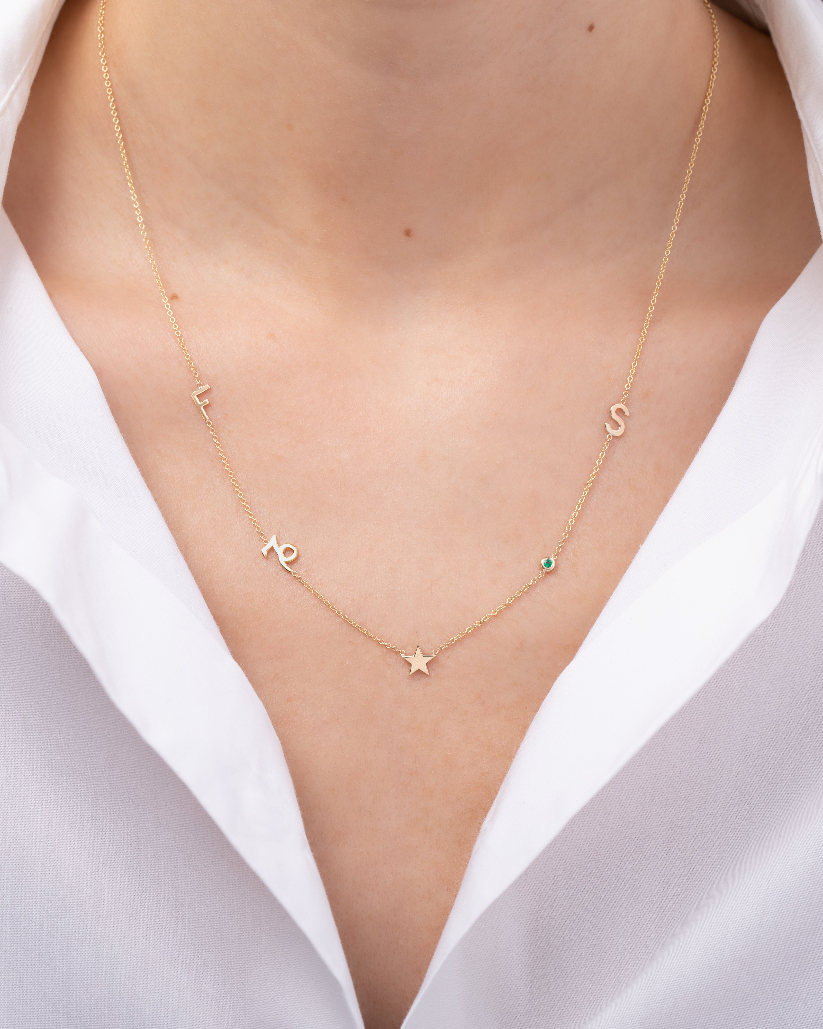 14K Gold Asymmetrical Charm Necklace