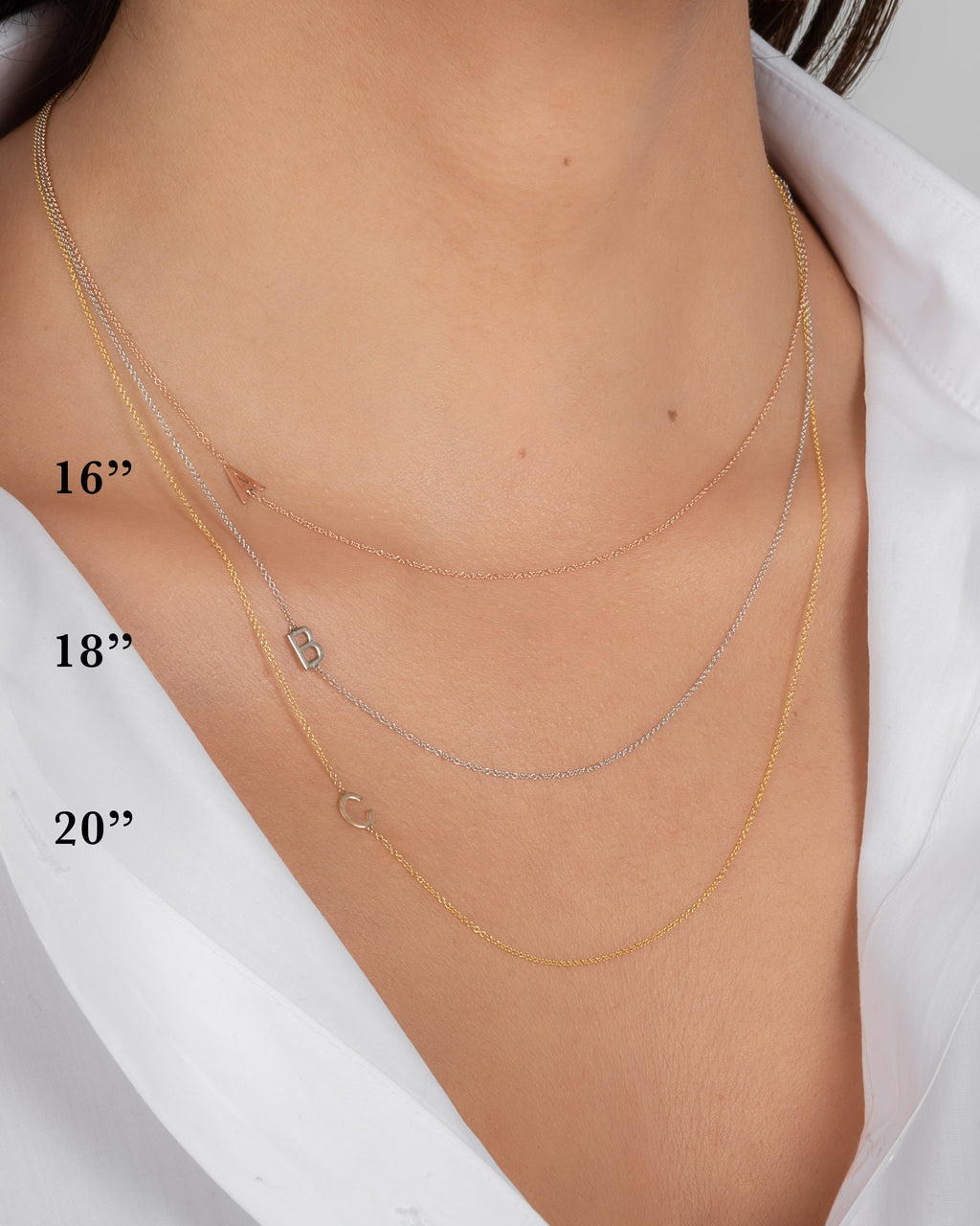14K Gold Asymmetrical Initial Necklace