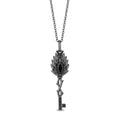 Enchanted Disney Fine Jewelry Black Rhodium over Sterling Silver with 1/6 CTTW Diamond and Onyx Maleficent Pendant Necklace