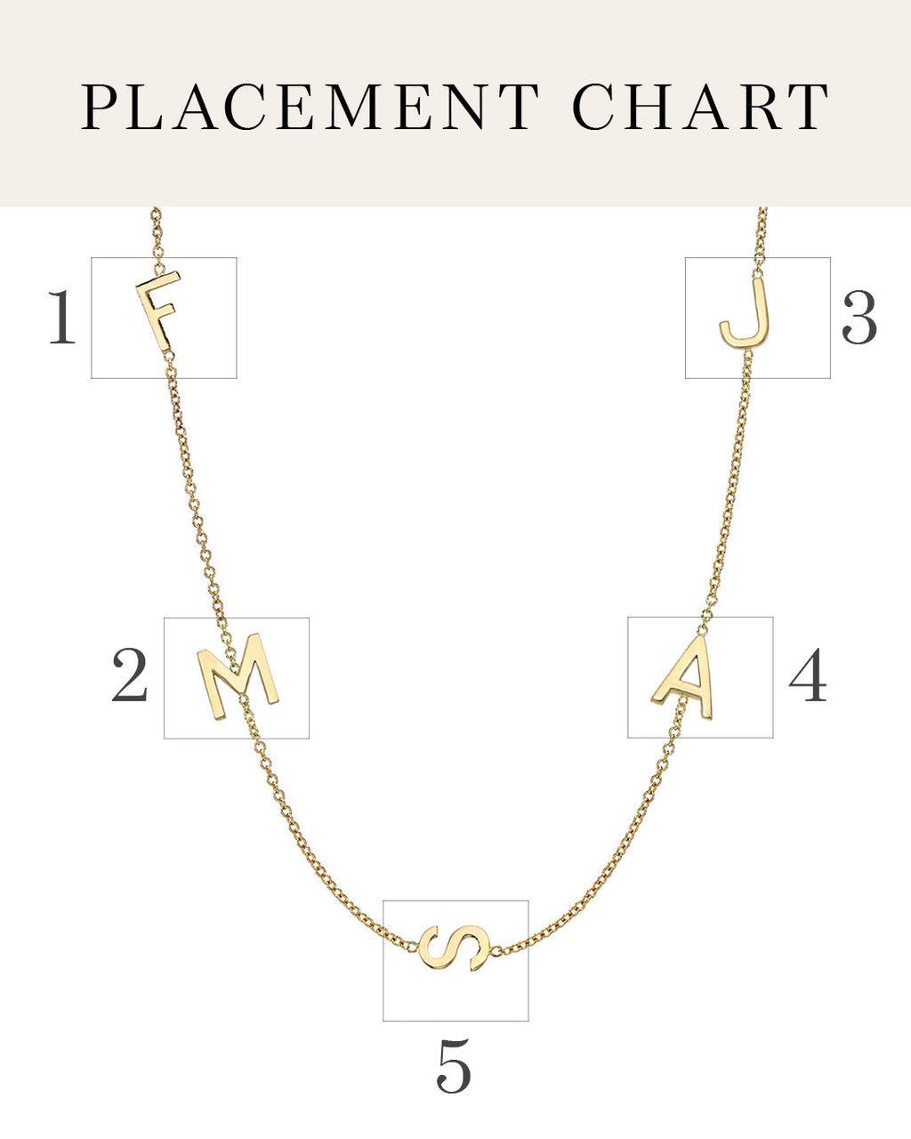 14k Gold Asymmetrical Multiple Initials Necklace