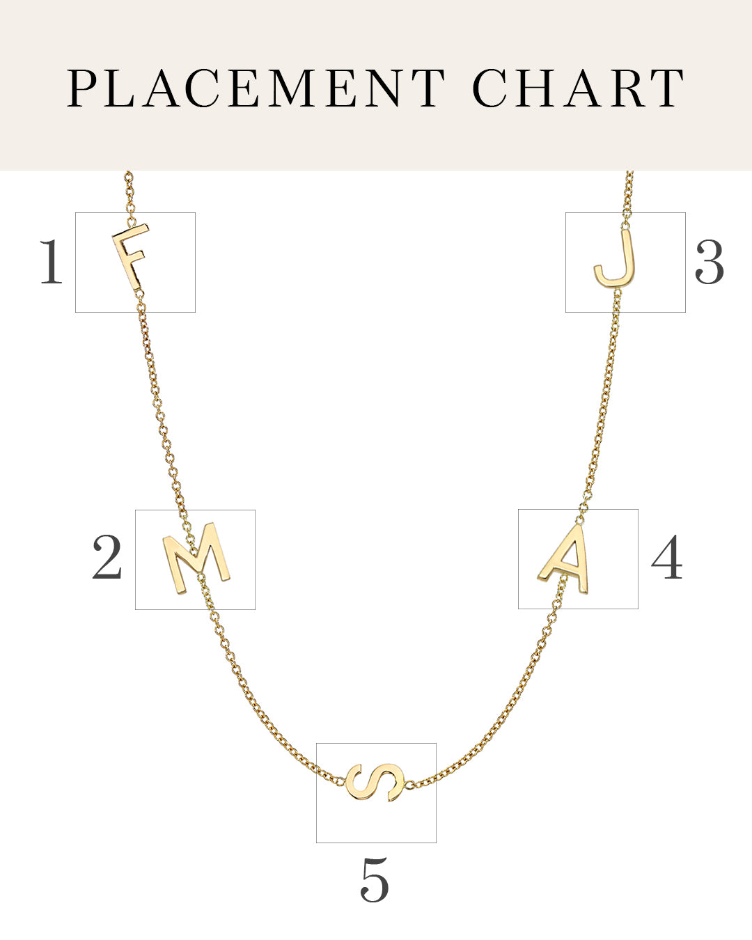 14k Gold Asymmetrical Multiple Initials Necklace