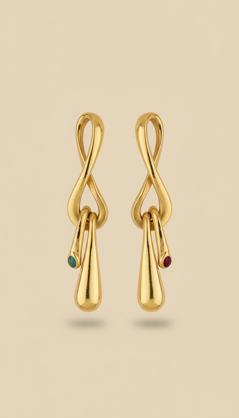 Sculptura Drop Earrings with Emeralds