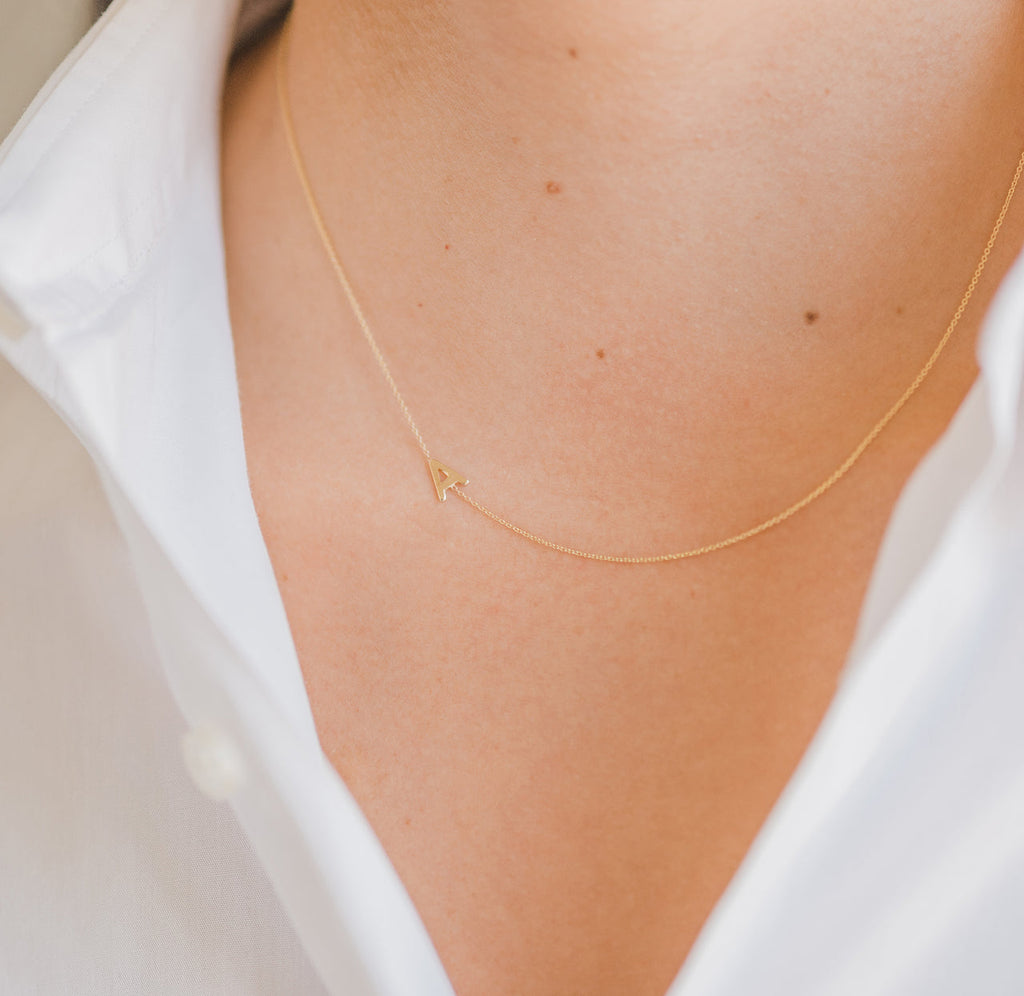 14K Gold Asymmetrical Initial Necklace
