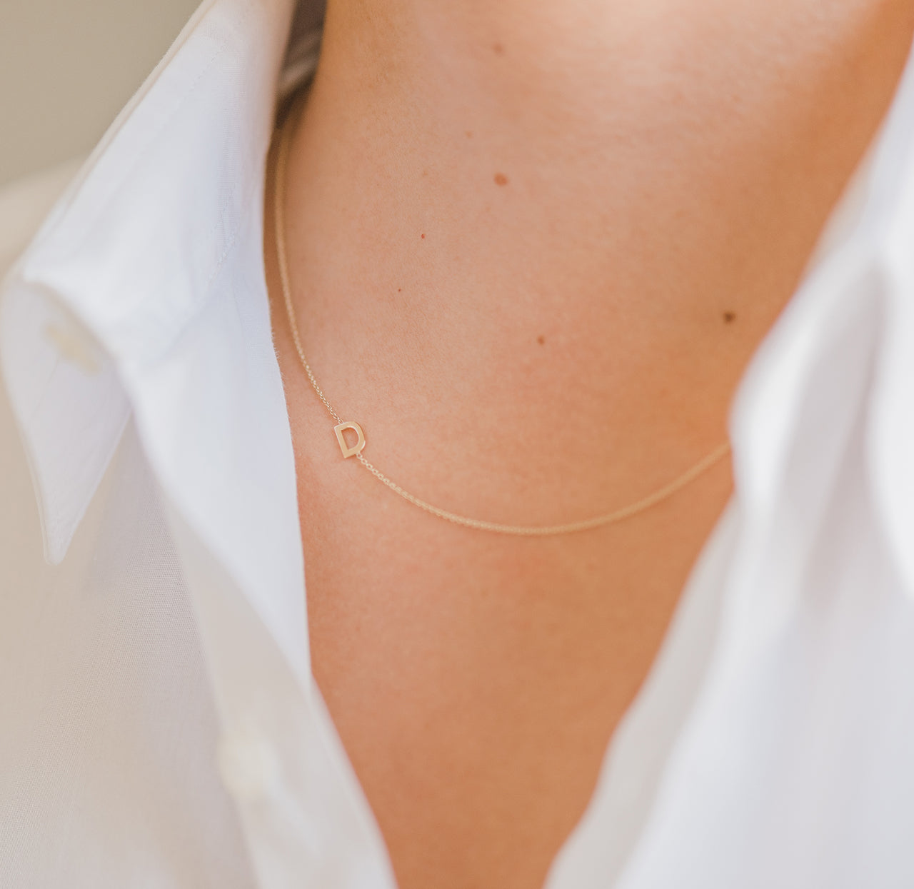 14K Gold Asymmetrical Initial Necklace